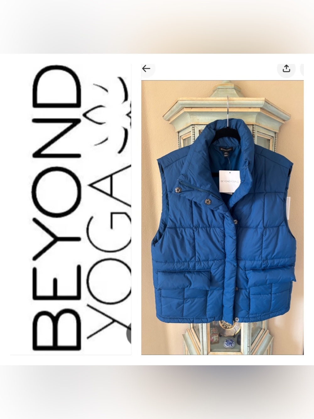 NWT Beyond Yoga Blue Quilted Puffer Vest